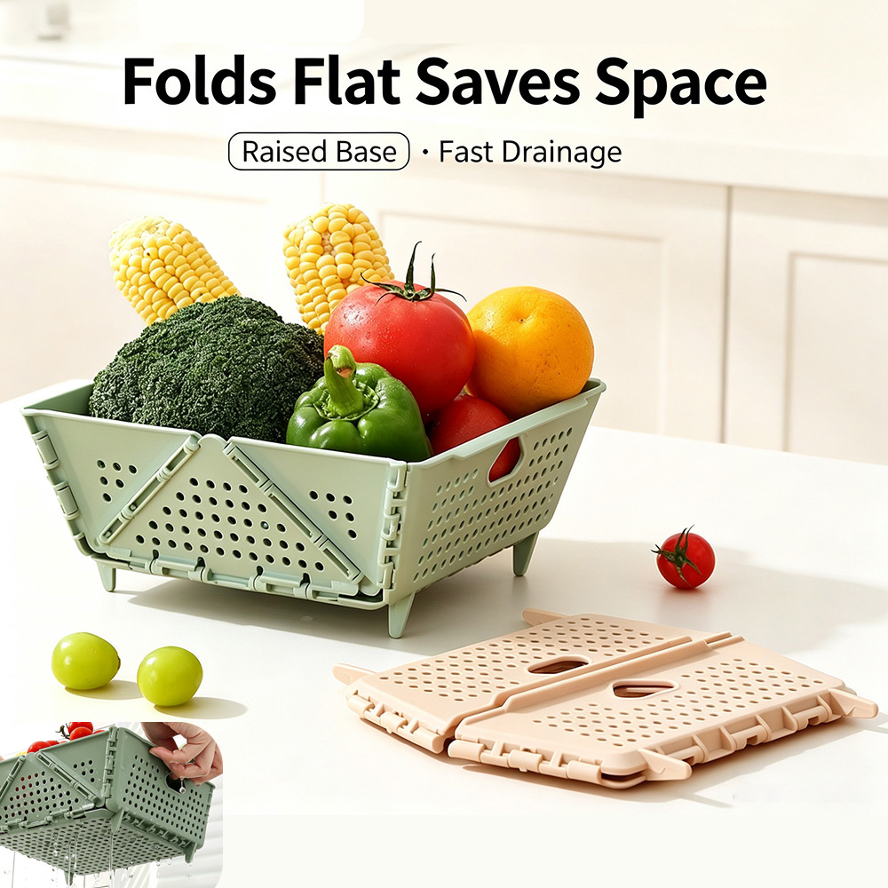 Health Wellness Lifestyle - Foldable Fruit Vegetable Drain Basket Food