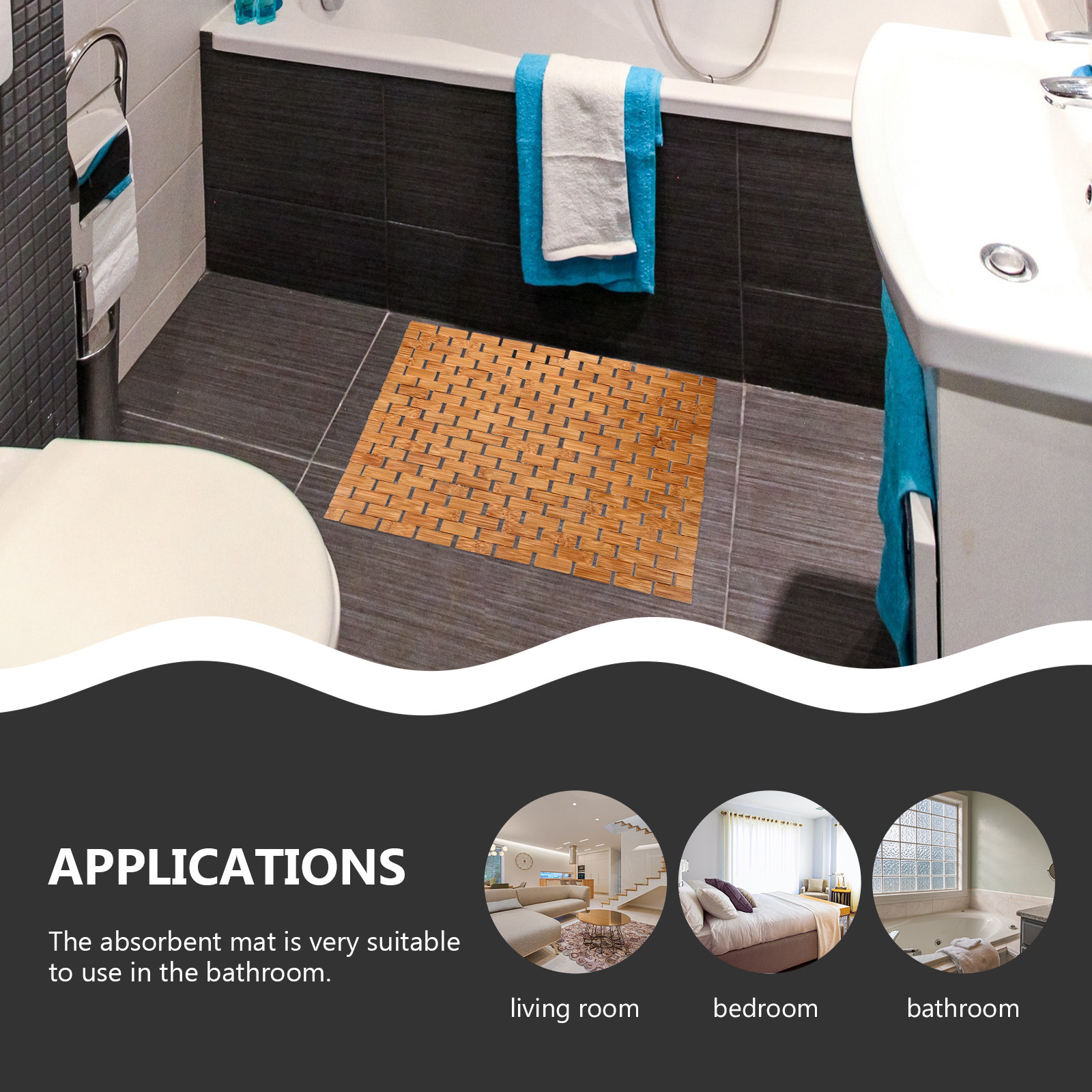 Bamboo Shower Mat Non Slip Bat - Bamboo Bath Mat ulasan dan harga