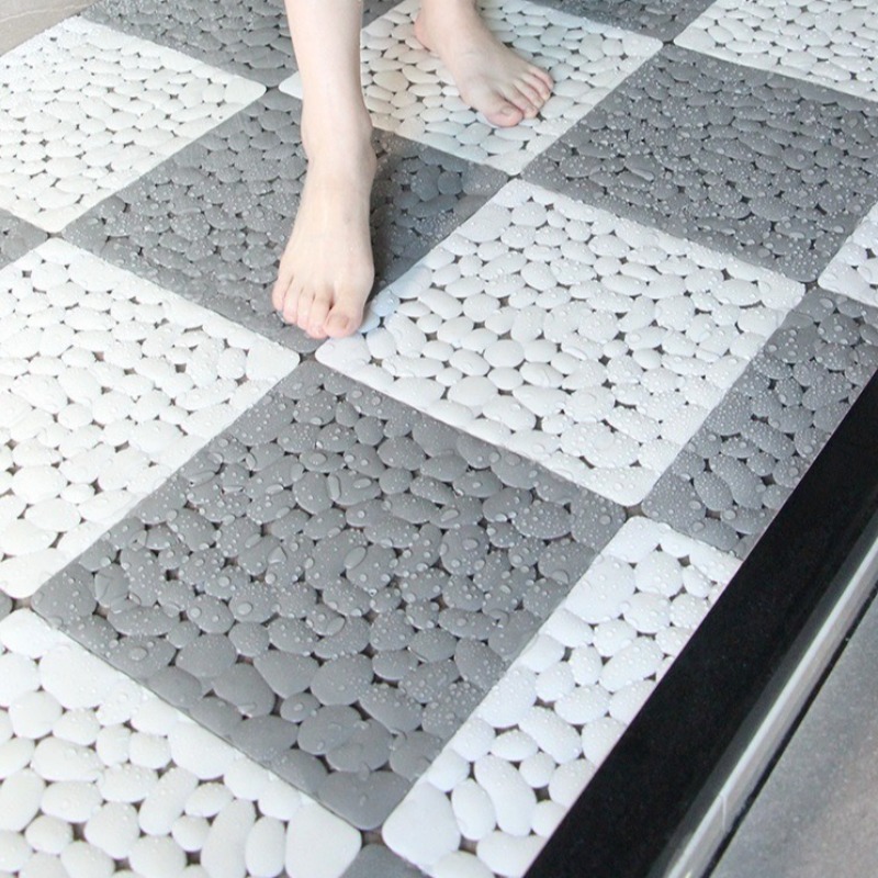 1-10PC 30X30cm Bathroom Pebble - Bamboo Bath Mat ulasan dan harga
