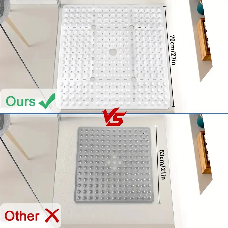 Square Shower Mat, 69x69cm Ext - Bamboo Bath Mat ulasan dan harga