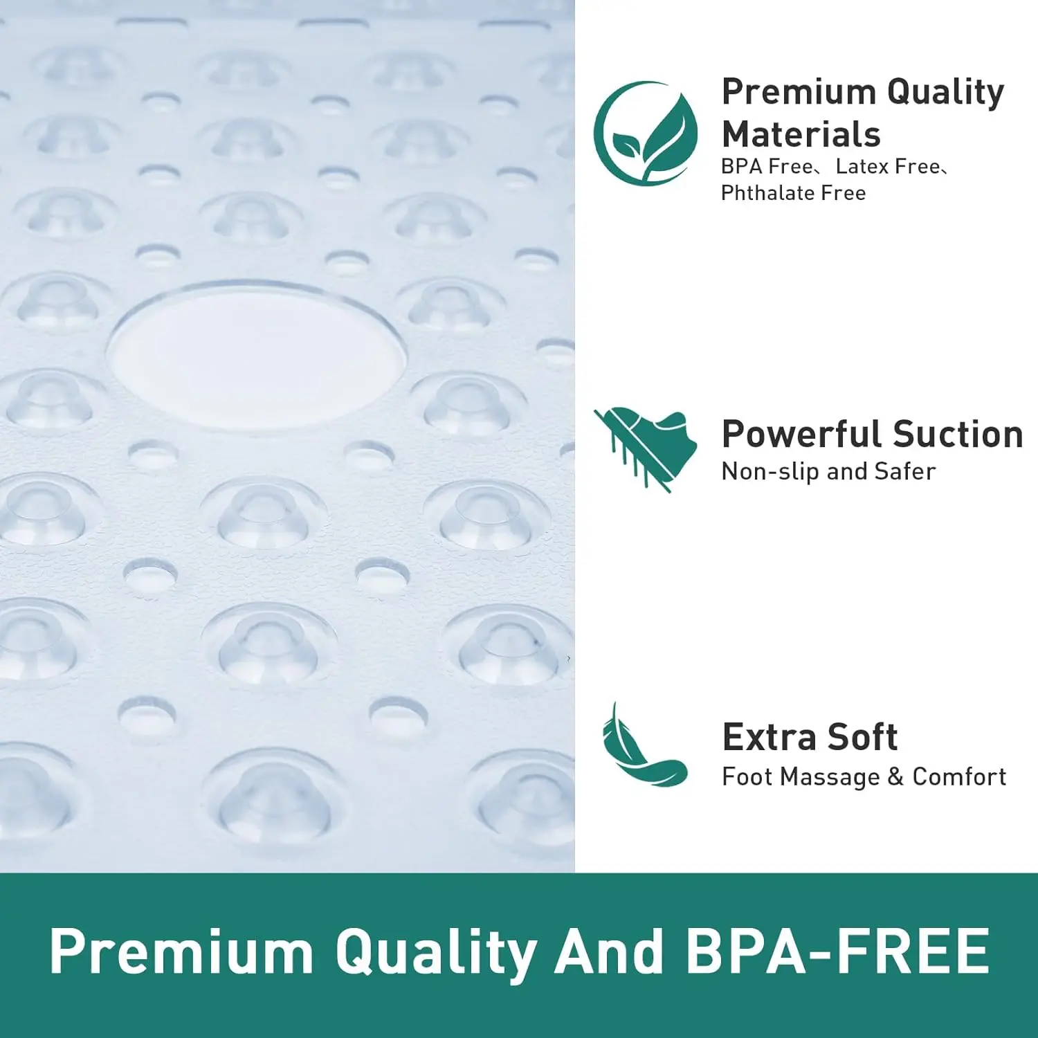 Square Shower Mat, 69x69cm Ext - Bamboo Bath Mat ulasan dan harga