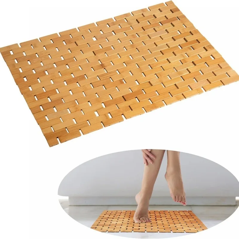 Natural Bamboo Wood Bath Mat B - Bamboo Bath Mat ulasan dan harga